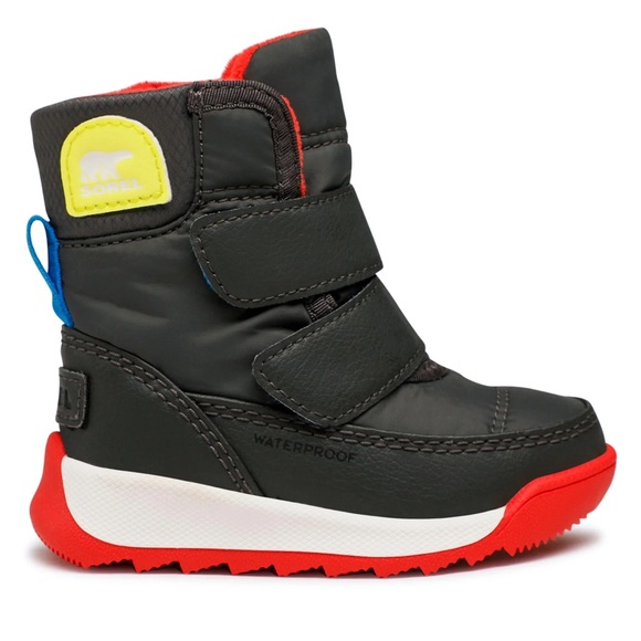 Sorel Whitney Strap Children's Boots Red and Black Micro Fleece Lined NWT - Picture 1 of 6